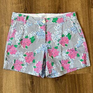 Crown & Ivy Caroline Blue Pin Striped Pink Floral Shorts Sz 6P